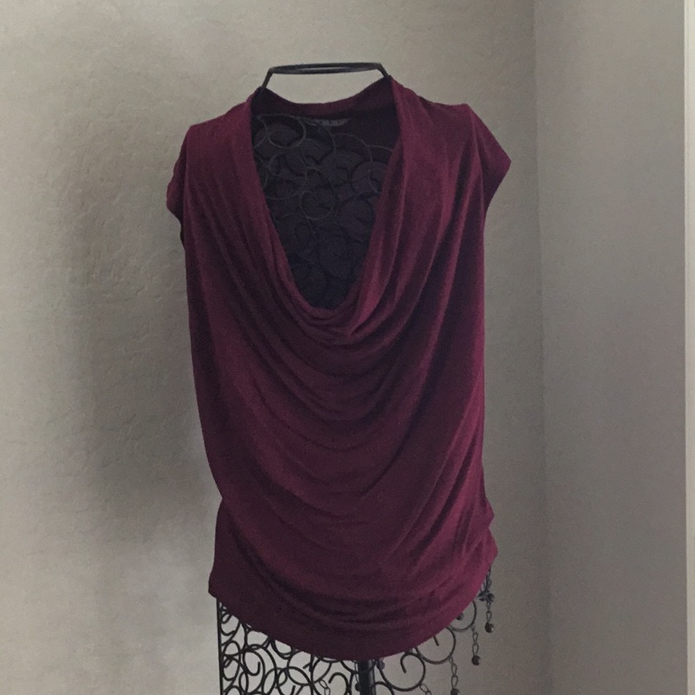 CAbi Burgundy Drape Neck Tee